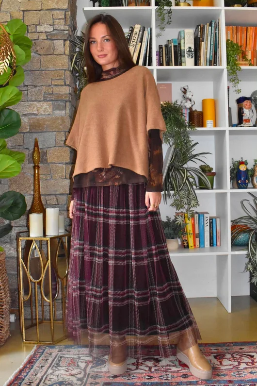 Tiby Cashmere Touch Layering Top Baroque Country Bloom Chocolate